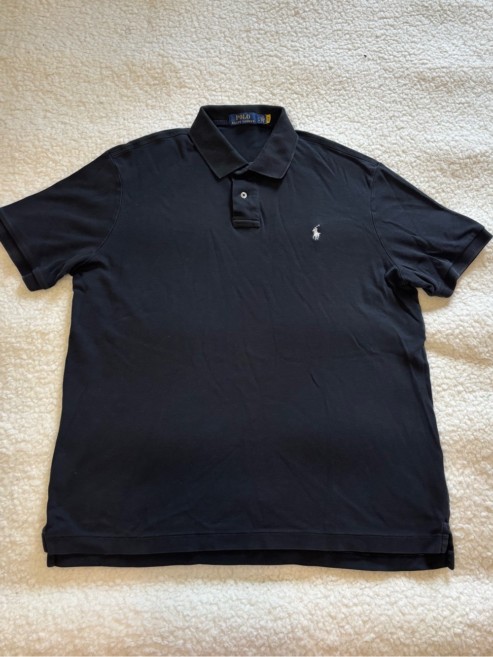 Polo Ralph Lauren Men Black Knit Cotton Short Sleeve Polo Shirt